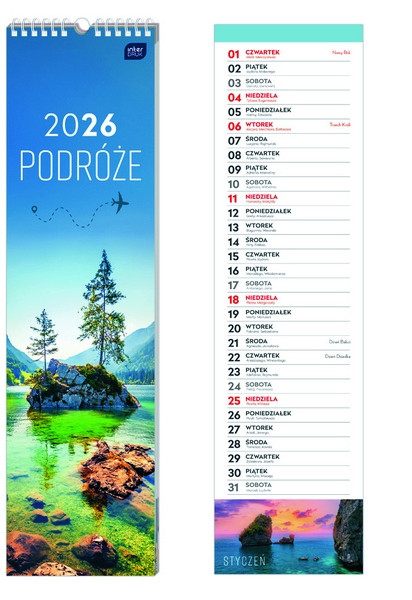 Kalendarz paskowy 13,5x50 cm Podróże Interdruk